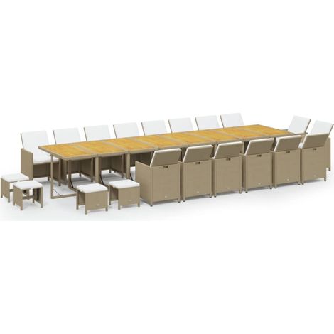 Maison Exclusive - Set da Pranzo per Giardino 21pz con Cuscini in Polyrattan Beige
