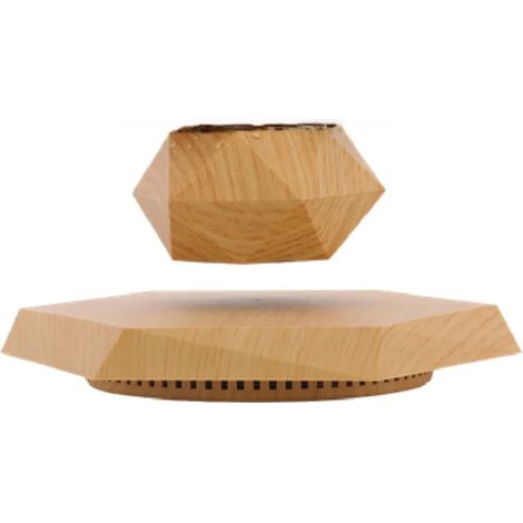 (CN, grain de bois clair) Pot de fleurs magnétique en lévitation, bonsaï aérien, pot flottant suspendu noir, rotation à 360°, décoration pour la maison et le bureau (1/4)