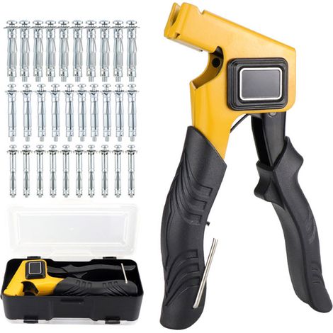 Pince à riveter pour chevilles murales creuses, outil de fixation à vis d'expansion, kit de serrage pour cloisons sèches, poseur de goujons, 1 pièce, usage bricolage. (1/5)