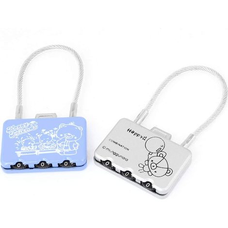 2Pcs 0-9 Anzahl Bärenmuster 3-stellige rücksetzbare Zahlenschloss 8cm