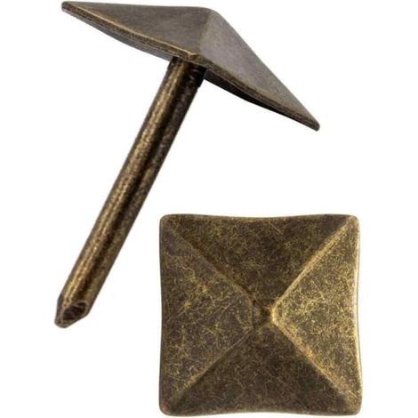 Clous Décoratifs - Laiton Bronze Vieilli - Tête Carrée 12 x 12 mm - Pour Mobilier Cuirs Bois Tissus - Lot de 50 (1/5)