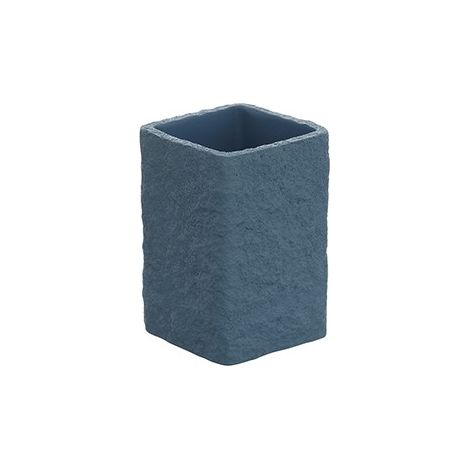 Porta spazzolino bagno in poliresina blu pastello effetto pietra Linea Sabbia Feridras