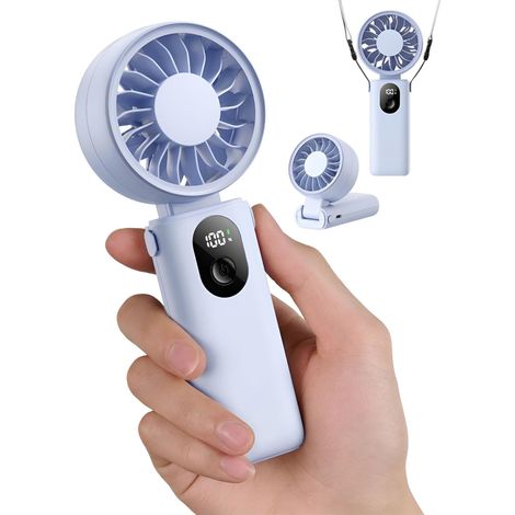 Mini ventilateur portable personnel rechargeable par USB, jusqu'à 20 h d'autonomie, 5 vitesses, 3 modes flexibles, indicateur de niveau de batterie, alimentation par batterie pour les voyages, cadeau (1/5)