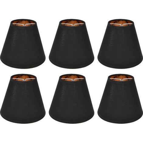 Lot de 6 abat-jours en tissu noir avec doublure dorée Clip sur E14 Installation rapide pour lampes de sol et lustres (1/5)