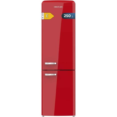 Réfrigérateur-congélateur rétro blanc, 186,5 cm de haut et 54 cm de large, capacité de 250 litres, total no frost et classe e et avec système de flux d'air multiples. il a également el mode de refroid (1/4)