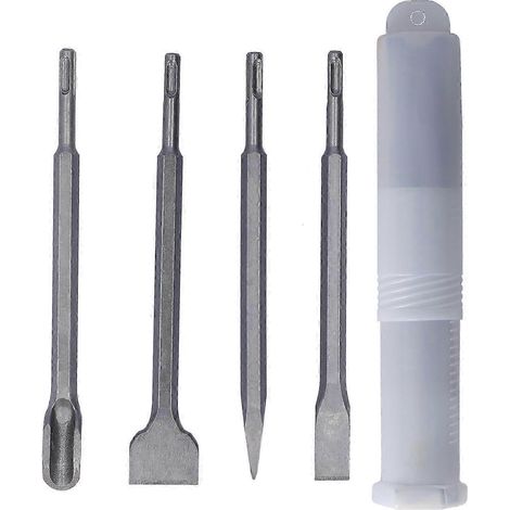 Kit de 4 outils pour le retrait de carrelage et le rainurage du béton, comprenant un foret, un burin et un marteau en acier 40Cr de 250 mm, compatible avec les forets SDS PLUS. (1/5)