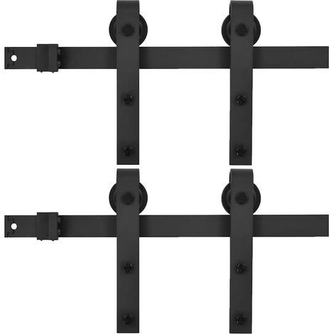Maison Exclusive - Schiebetür-Beschlagsätze 2 Stk. 200 cm Stahl S (1/5)