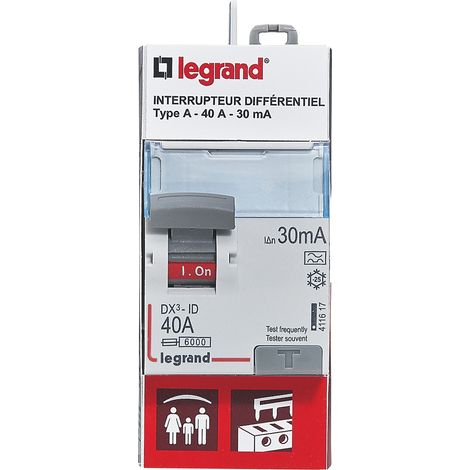 Legrand - Interrupteur différentiel bipolaire - 2P - type A 30mA arrivée haut/départ haut 40A