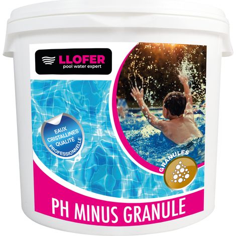 Llofer – Poudre pH moins 5KG – Diminue le pH de l'eau – Composition : bisulfate de sodium – Pour équilibre de l'eau de piscine (1/2)