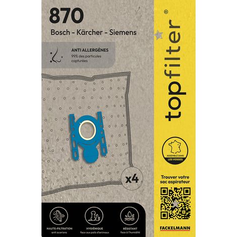 Lot de 4 sacs aspirateur pour Bosch et Siemens TopFilter Premium (1/5)