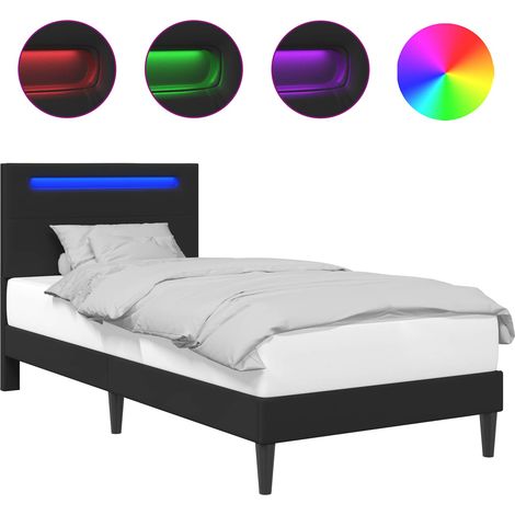 Bed Frame with LED Strip Lights Black 90 x 190 cm Faux Leather vidaXL