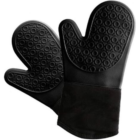 Gant de cuisine avec coque en silicone résistant à la chaleur jusqu'à 500°C - Manique étanche pour barbecue, grill, four, four micro-ondes - 33 x 18.5 cm (1/5)