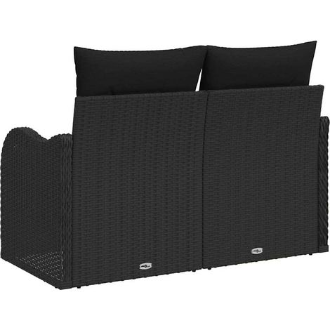 Canapé de jardin,Canapé d'extérieur,Sofa de jardin avec coussin Noir 121 x 62 x 69cm polyrotin CFW282036 (1/5)