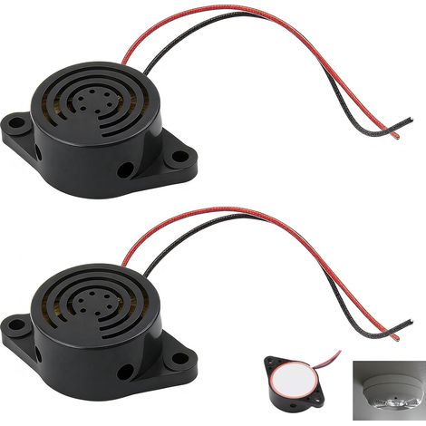 2 Pièces Buzzers Piézo Électronique 12V, Buzzer Sonore Continu DC 3-24V, Avertisseur Sonore 100dB Étanche Haute Intensité, Alarme Sécurité pour Voiture Moto Système Industriel Extérieur (Noir) (1/5)