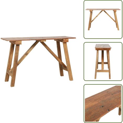 Bois antique - vidaXL Table console 130x40x80 cm bois de récupération mélangé - Bois naturel (1/5)