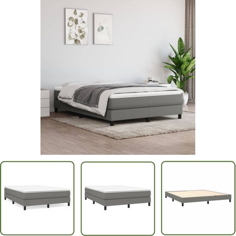 The Living Store Boxspringbett mit Matratze Dunkelgrau 160x200 cm Stoff - Boxspringbett - Doppelbett - Bettenrahmen - Matratze - Matratzenauflage (1/5)