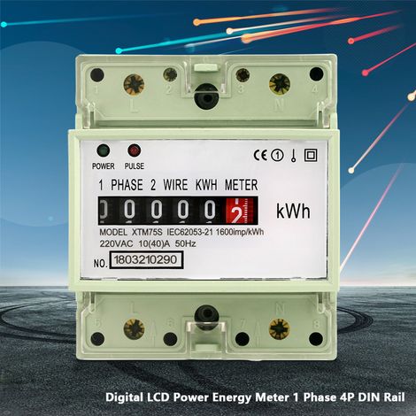 220 V 10(40) A Digitaler 1-Phasen-2-Leiter-4P-DIN-Schienen-Stromzähler, elektronischer kWh-Zähler (1/5)