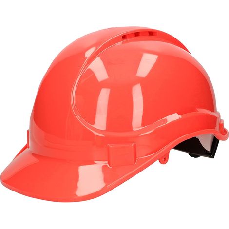 KOTARBAU® Casque De Chantier - Plastique - Rouge - Casque Sécurité Chantier - avec Jugulaire - Réglable - pour Travail Protection