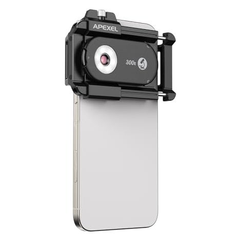Microscopio para teléfono móvil 300X, con CPL, 18 luces LED, 19 modos de iluminación, luz ultravioleta y clip universal para Android/iPhone, ideal para jardineros, amantes de la relojería y la joyería