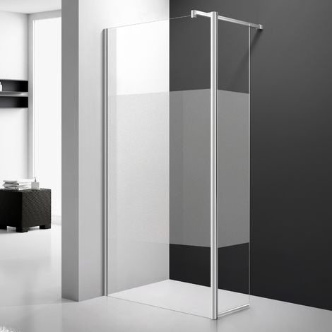 Paroi de douche Fixe 80 cm + Volet Mobile 40 cm - Sablée (1/5)