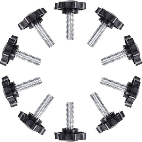Vis à oreilles, Lot de 10 vis moletées filetées à tête étoile en plastique durable, boutons de poignée en fer (1/5)