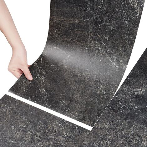 Dalles Pvc Adhesives Sol Effet Marbre Noir Rouleau 60X30cm 15Pièces Revetement de Sol Carreaux Adhesif Cuisine Stickers Credence Adhesive Pour Cuisine Salle de Bain Dalle Pvc Adhesive Murale (1/5)
