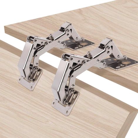 Zwei 170°-Hydraulikscharniere mit Soft-Close-Funktion für Möbel, einstellbar über 32 verdeckte Mehrgelenkschrauben, geeignet für Ecktheken, Schränke und Regale. (1/5)