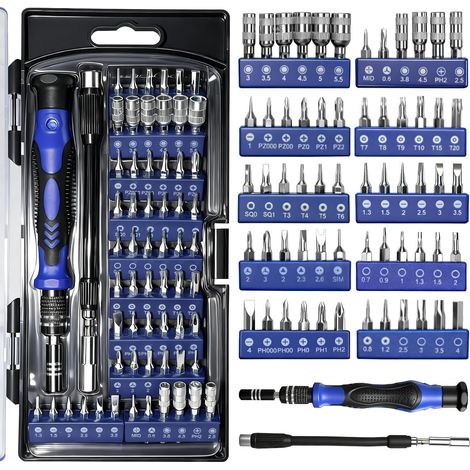 Juego de destornilladores de precisión de 62 piezas, caja de herramientas completa, juego de destornilladores de mantenimiento mini 62 en 1, kit magnético de reparación electrónica DIY, mango antidesl (1/5)