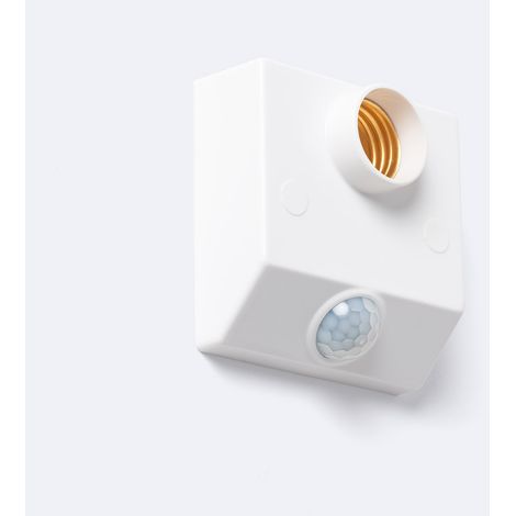 Sensore di Movimento PIR Crepuscolare 360º da Parete per Lampadine E27 Bianco