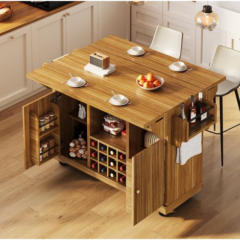 MEUBLIV Carrello da cucina 142,5 x 80 x 95 cm marrone scuro – contenitori (1/5)