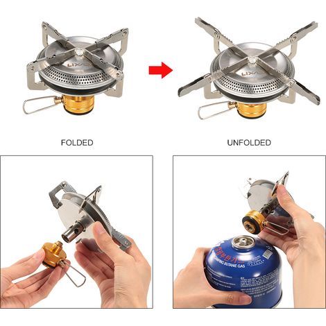 Cuisinière à gaz de Camping en plein air Portable avec adaptateur de réservoir convertisseur randonnée sac à dos pique-nique cuisine 3500W (1/5)