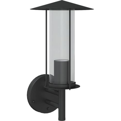 Applique murale d'extérieur 17,5 x 17,5 x 33 cm résistante intempéries design moderne en acier inoxydable noir