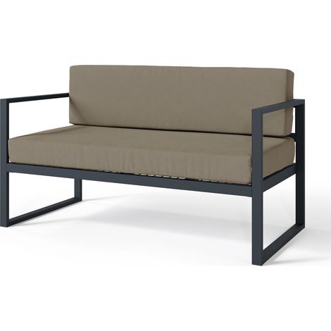Selsey Dywilly - Garten-Sofa 2-Sitzer, wasserabweisend, hellbraun/schwarzes Gestell (1/4)