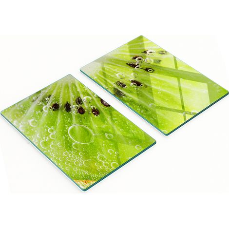 Juego de tablas de cocina de vidrio templado con estampado kiwi, 2 x 40 x 52 cm.