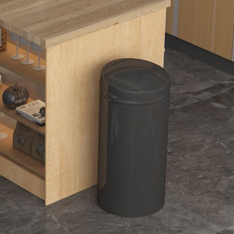Hobag – Poubelle à pédale 42L en acier inoxydable – Système Touch avec amortisseur – Résistante à la rouille et à la corrosion – Pour cuisines et zones humides