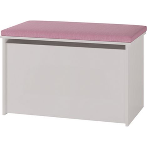 Panca contenitore Daria bianca con seduta rosa (1/4)