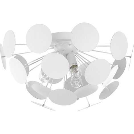 Lámpara de techo hemisferio de metal blanco pantalla de círculos 2 bombillas art deco estilo industrial Maritsa (1/5)