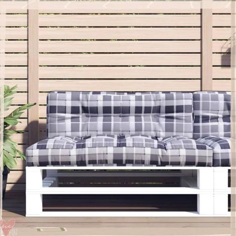 360637 Coussin de palette motif à carreaux gris 120x40x12 cm tissu (1/5)
