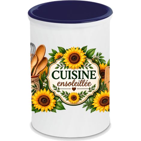 Pot à ustensiles tournesols cuisine ensoleillée 13 cm (1/3)