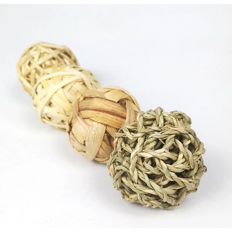 9 Pièces Jouets à Mâcher pour Petits Animaux,Balle en Rotin,Jeu D'activité Jouets,Boules d'herbe à Mâcher pour améliorer la santé Dentaire des Animaux de Compagnie pour Lapins Hamsters (1/4)