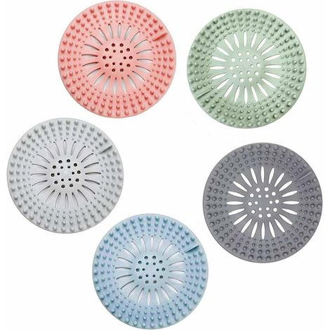 5 attrape-cheveux en silicone durable, passoire d'évier, grille d'évier, facile à nettoyer et à installer, convient pour la cuisine et la salle de bain