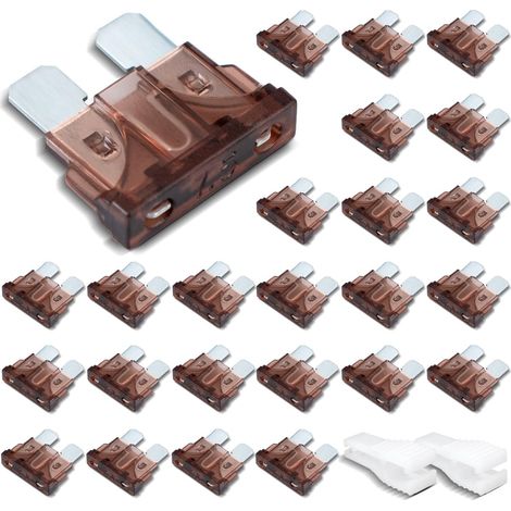 25pcs Auto Standard Fuse 7.5A Flat Fuse with 2 Plastic Clips for Car, Truck and Motorcycle (1/5)