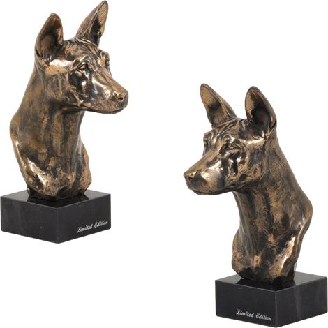 Basenji, Basenji, Perro del Congo - estatuilla de perro, busto sobre una base de piedra, escultura, trofeo para una exposición canina de Art-Dog (1/5)