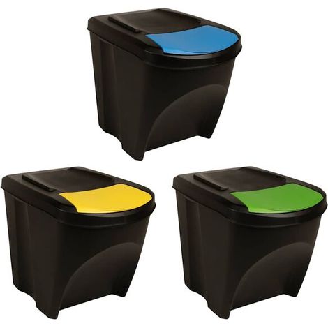 Poubelles empilables, lot de 3, gris anthracite, 75 litres (1/5)