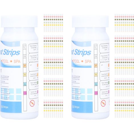 2 bandelettes de test 6-en-1 pour piscine et spa, chimie de l'eau, lot de 2 flacons, équipement de jardin (1/5)