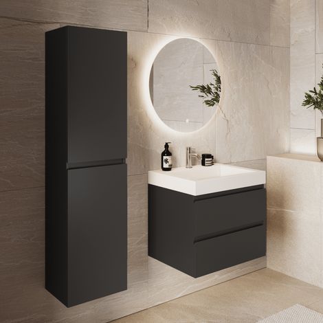 LOMAZOO Ensemble meuble de salle de bain Azuro 60 cm - Noir mat (1/5)
