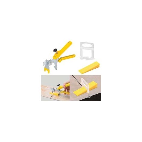 Kit de nivellement de carrelage version améliorée 1/16 pouce, 200 clips d'espacement de carrelage, 100 cales réutilisables et 1 pince pour carrelage de sol (1/5)