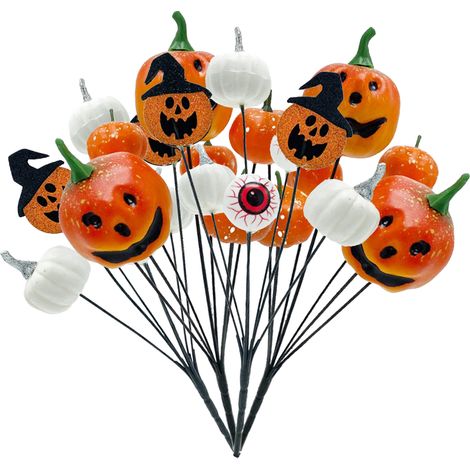 boules de mousse à 7 branches en forme de citrouille, décorations pour centre de table d'intérieur, idéales pour Halloween. (1/2)