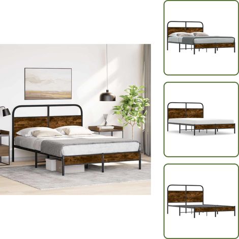 Cadre de lit sans matelas 140x190 cm chêne fumé bois ingénierie - Cadre De Lit - Cadres De Lit - Meuble De Chambre À Coucher - Lit (1/5)