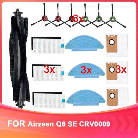 Pièces de rechange pour aspirateur robot Airzeen Q6 SE modèle CRV0009 : accessoires, brosse principale, brosse latérale, filtre (1/5)